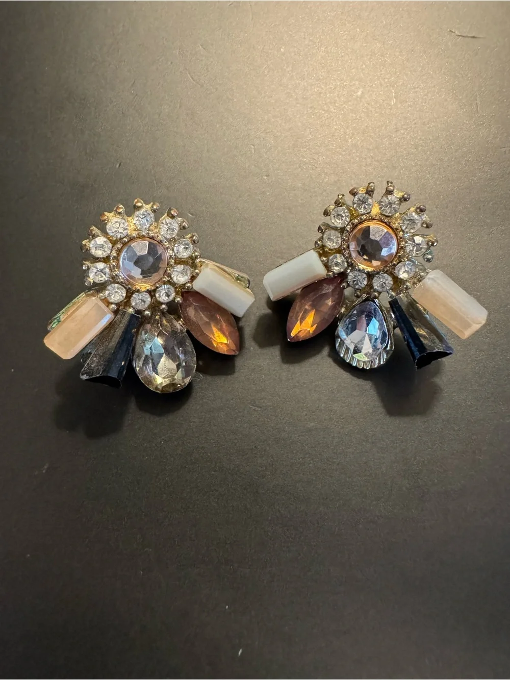 Vintage Rhinestone Crystal Cluster Earrings